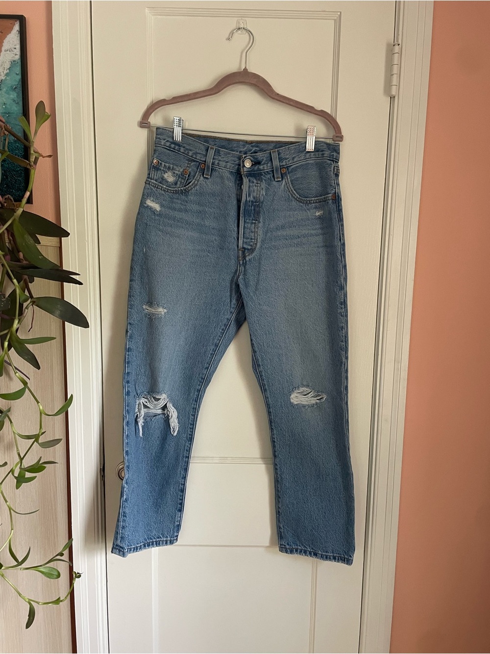 Levi's 501 Button-Fly Jeans with Rips
